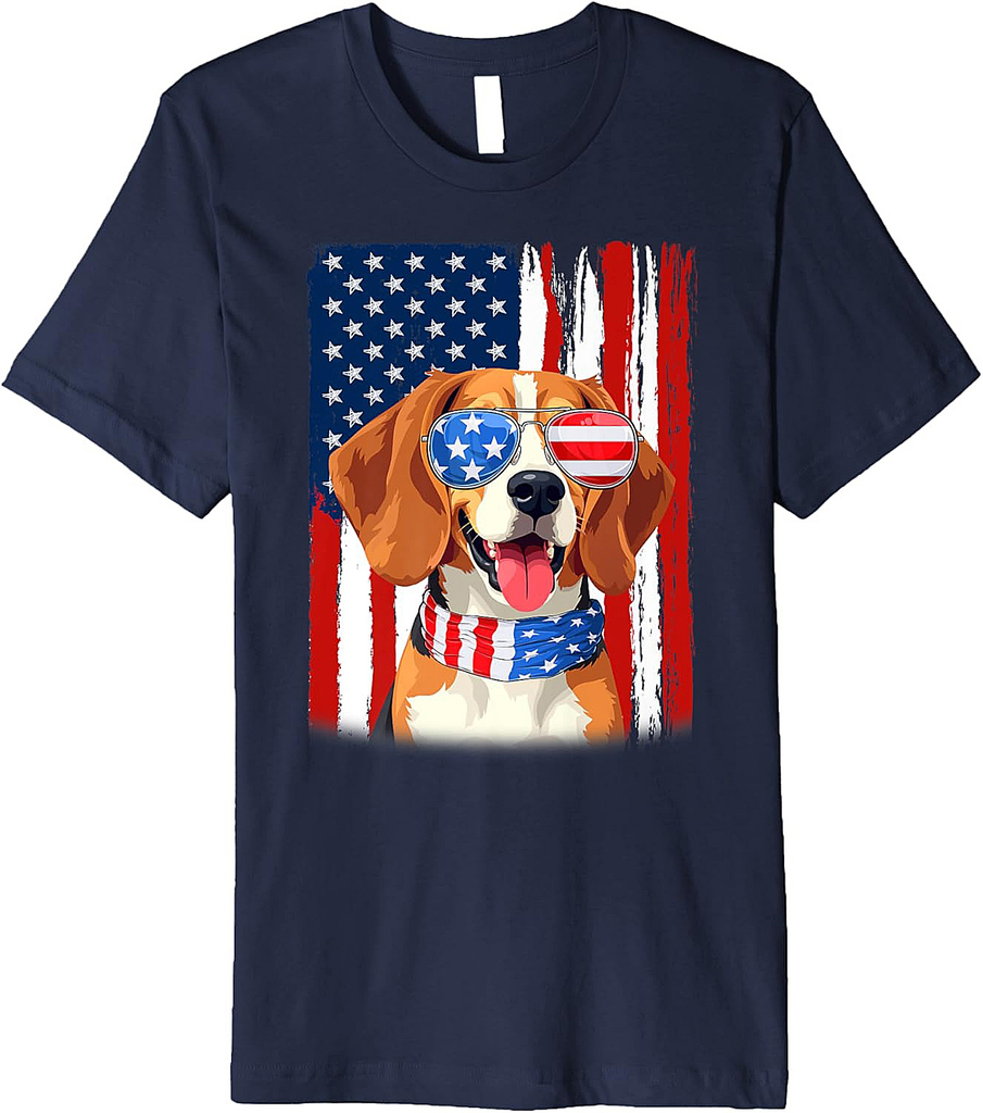 USA America Flag Beagle Dog 4th of July Patriotic Premium T-Shirt