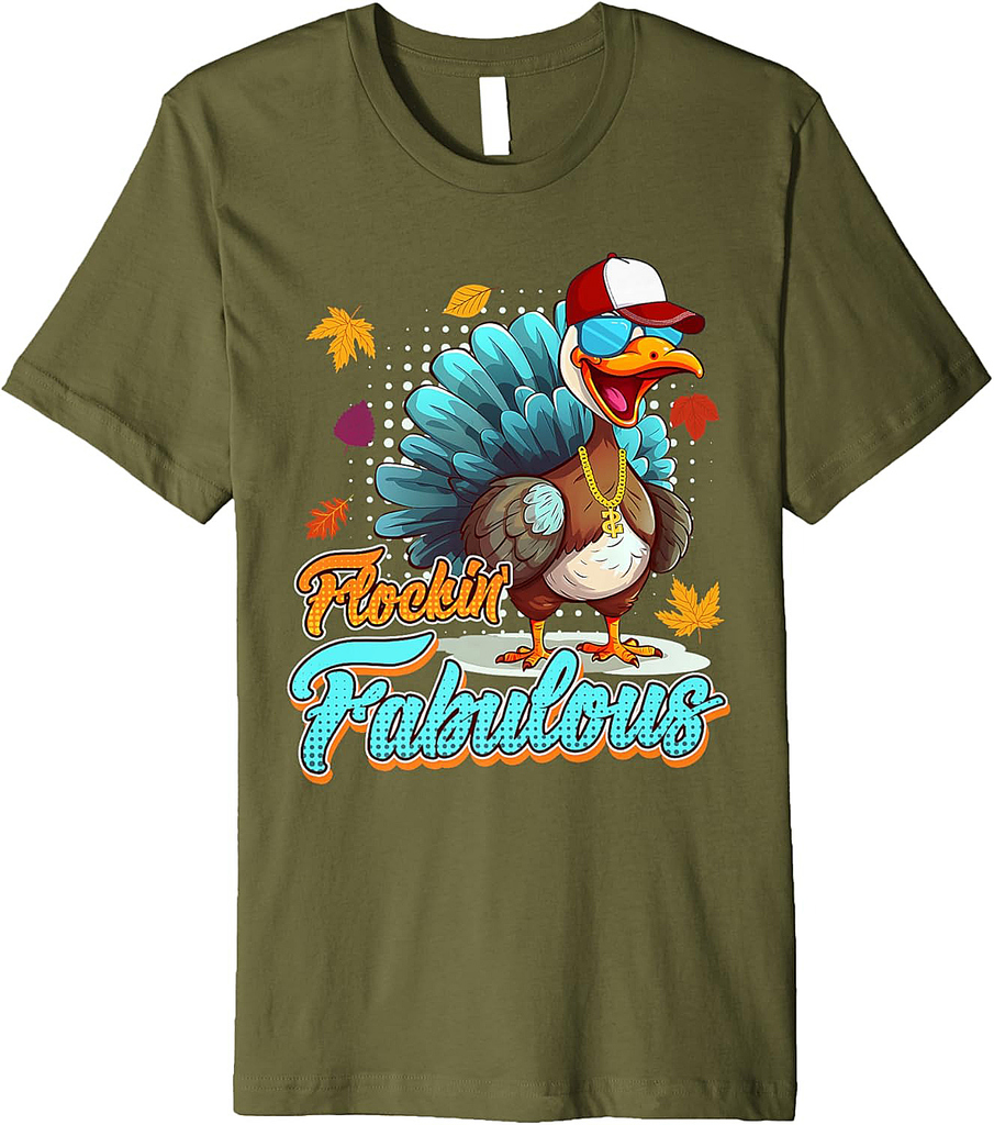Cool Turkey Flockin Fabulous Thanksgiving Party Women Premium T-Shirt