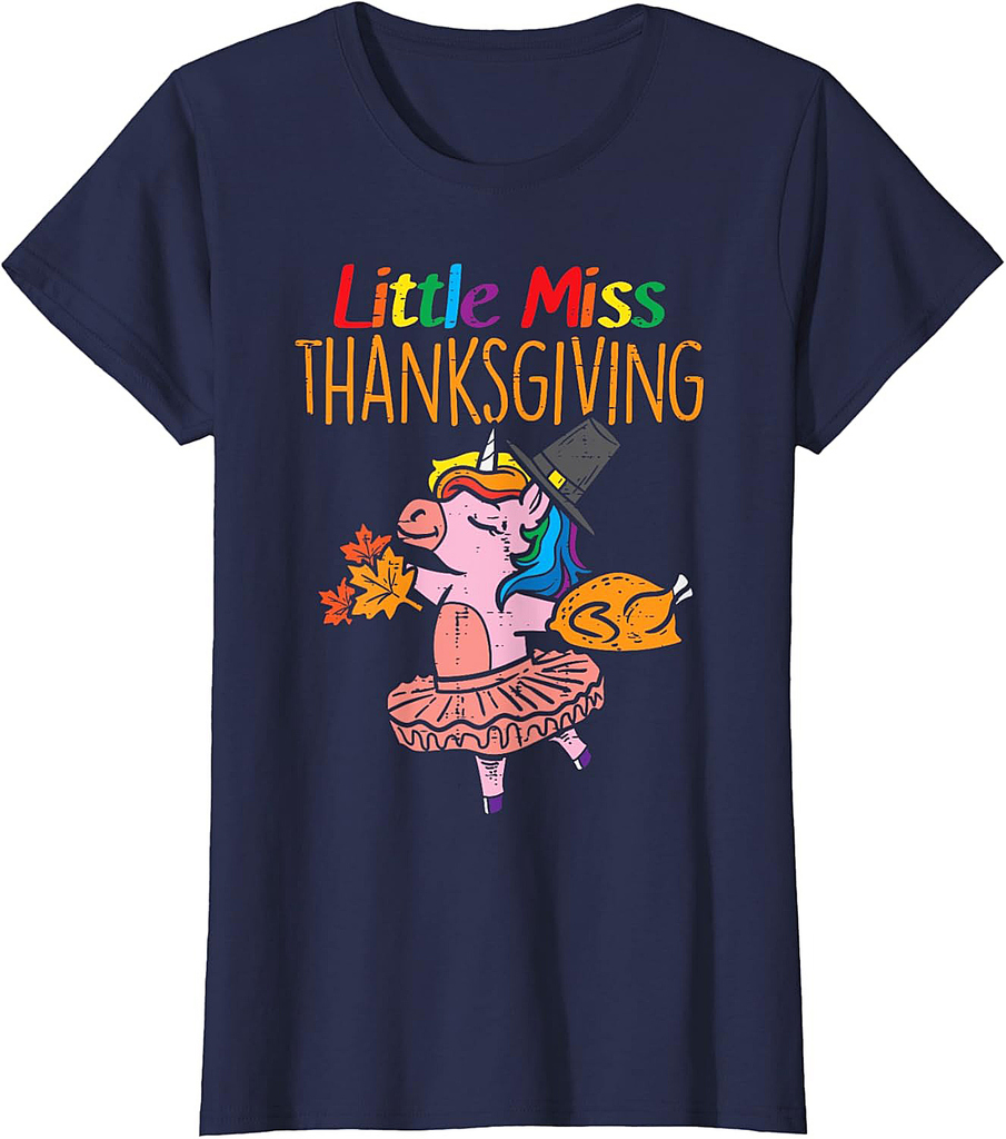 Unicorn Little Miss Thanksgiving Cute Toddler T-Shirt