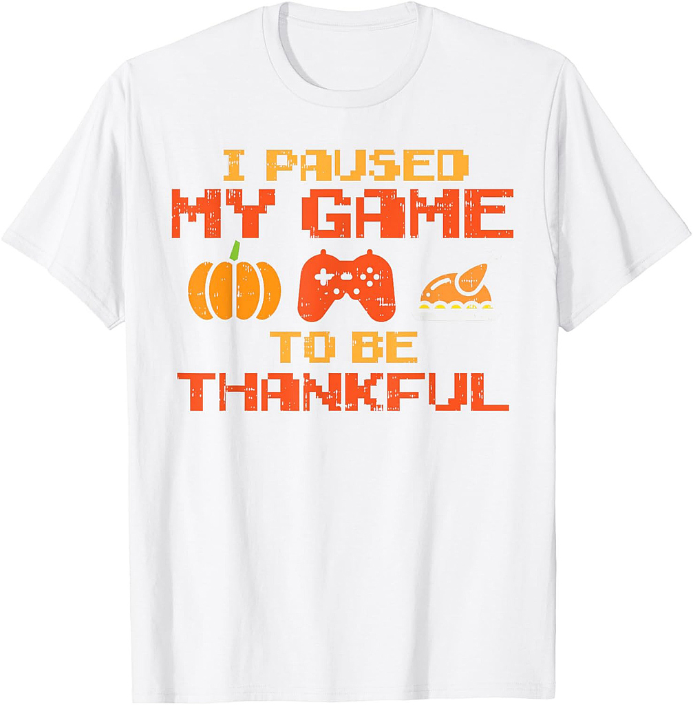 Paused My Game Thankful Video Gamer Boys Thanksgiving Men T-Shirt