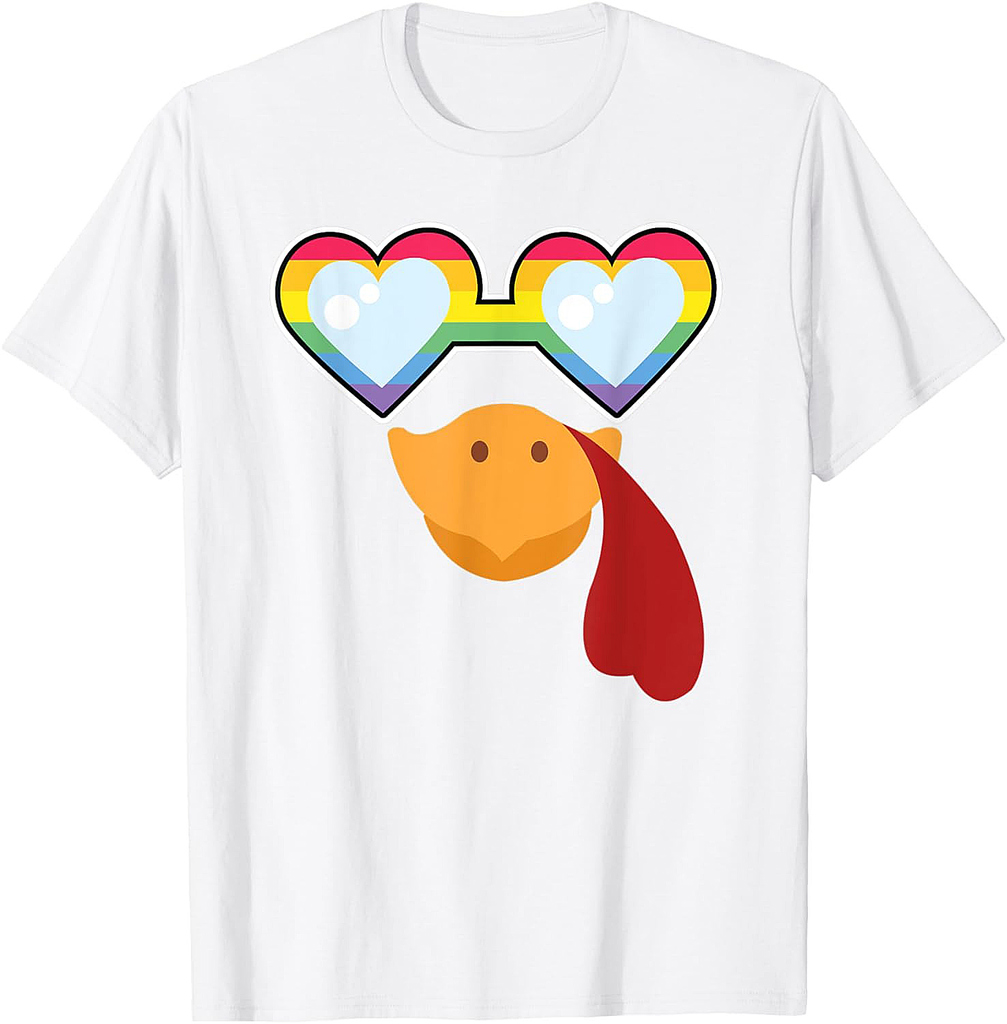 Turkey Face LGBTQ Sunglasses Funny Thanksgiving T-Shirt
