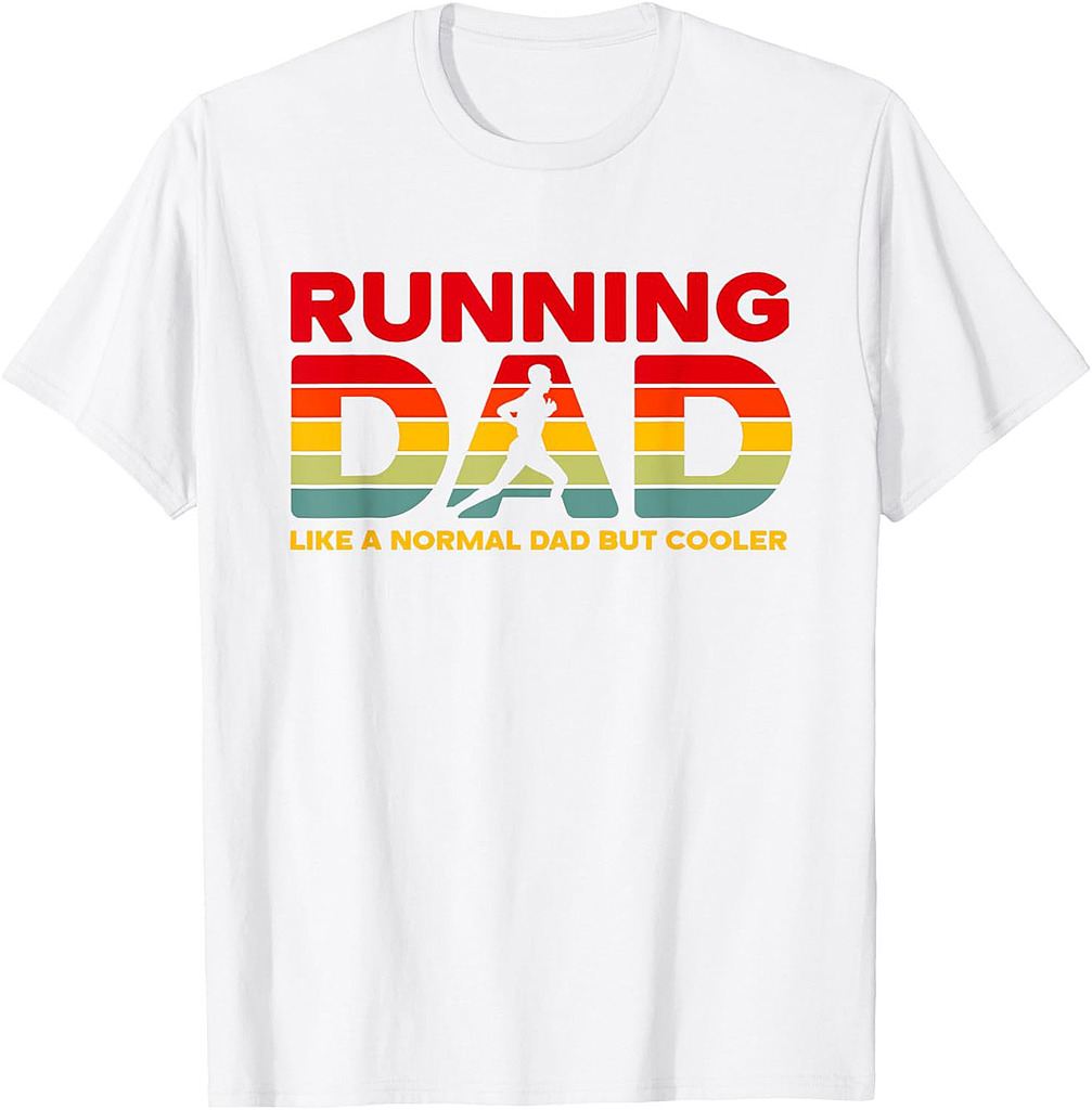 Retro Running Dad Apparel  Funny Marathon Father T-Shirt