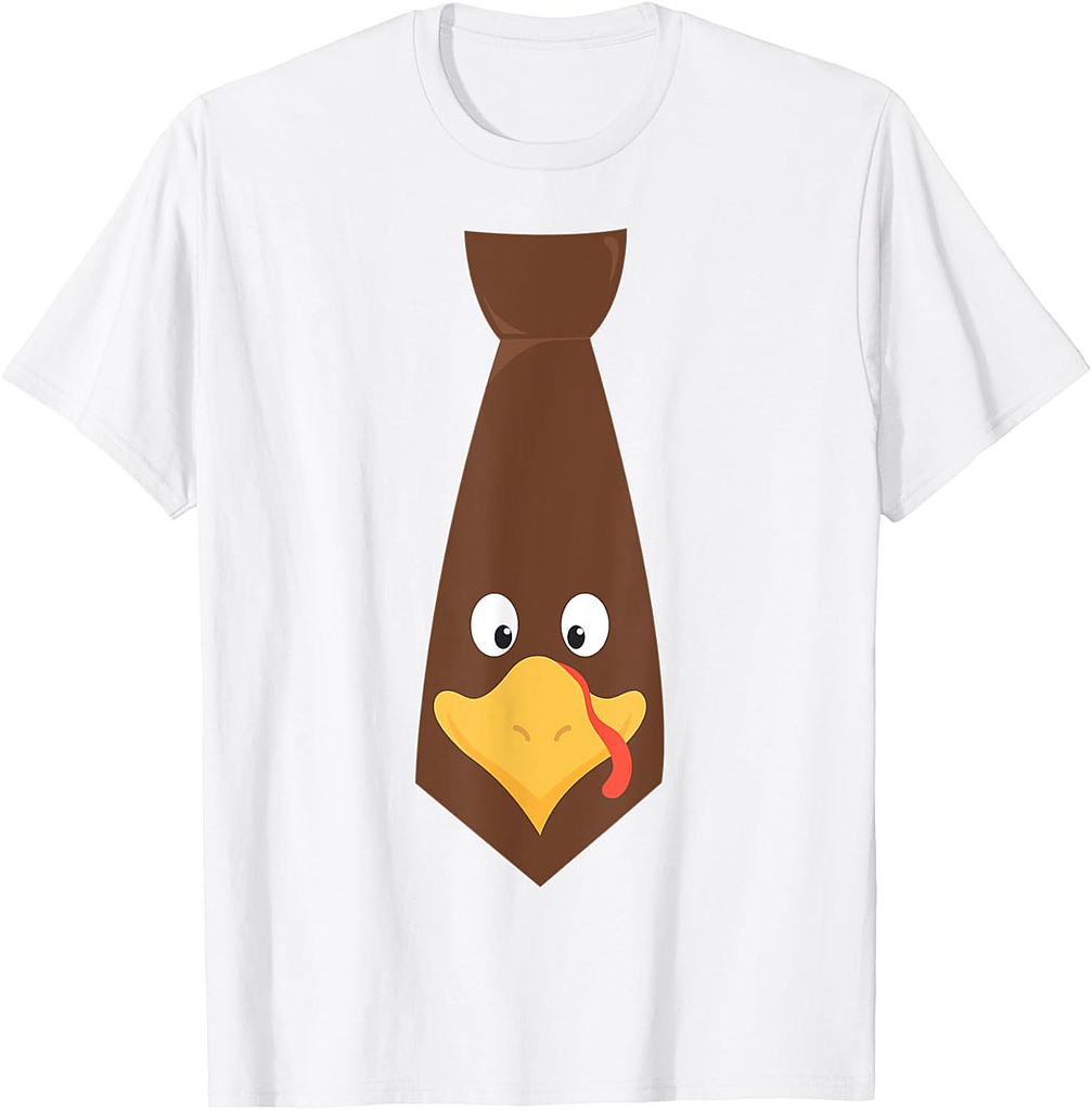 Turkey Face Tie Thanksgiving Toddler Boys Girls Fall Outfit T-Shirt