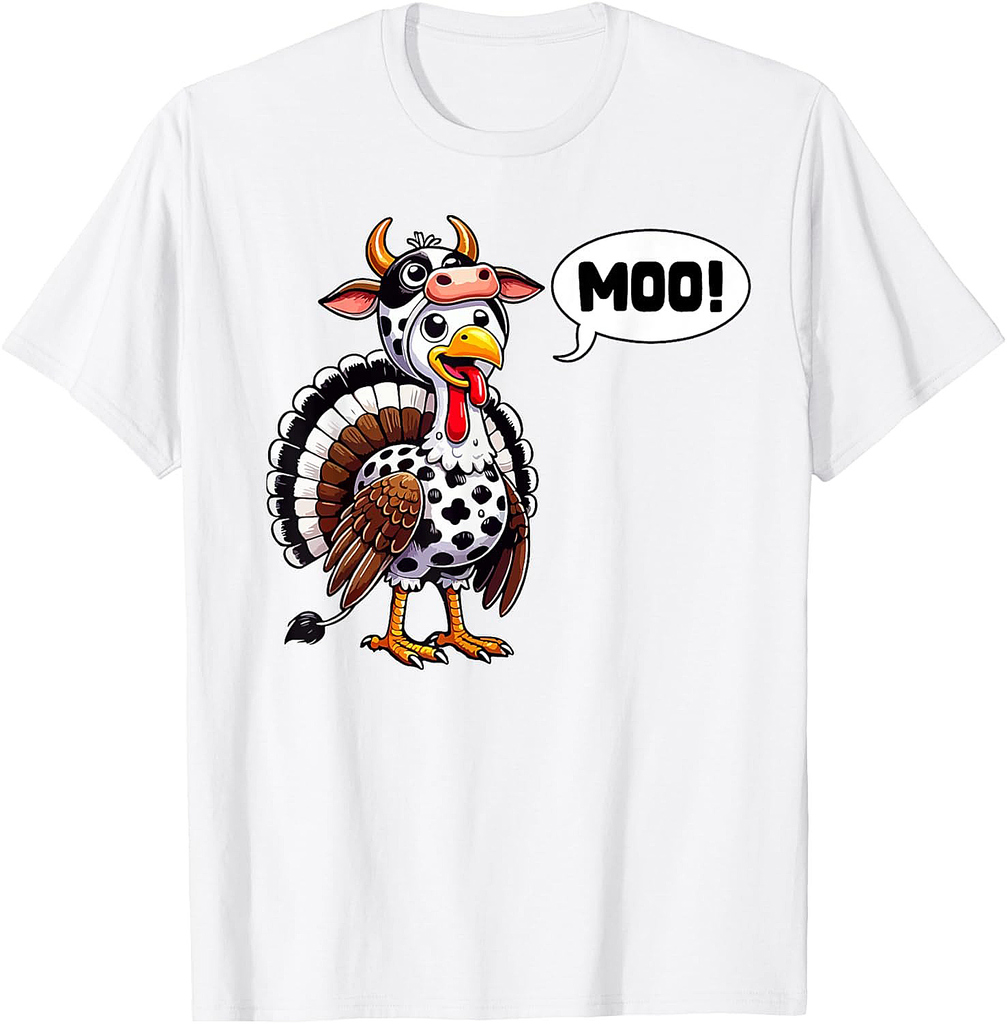 Turkey Moo Cow Funny Thanksgiving Shirts For Women Men Boys T-Shirt