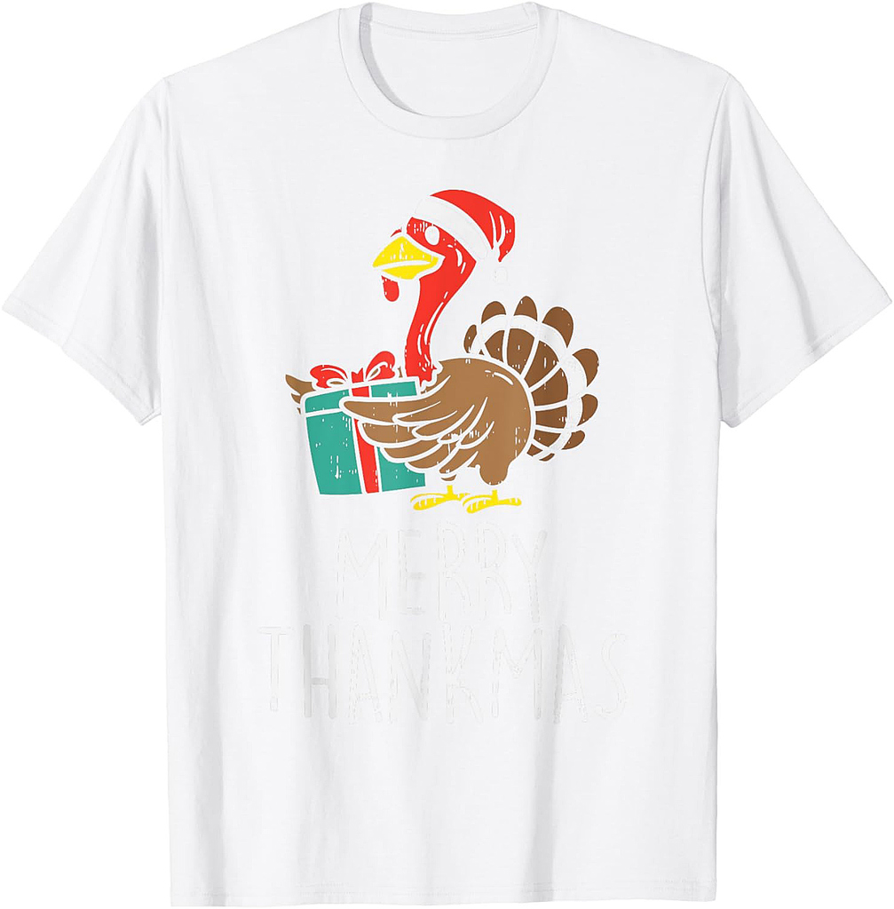Merry Thankmas Santa Turkey Day Thanksgiving Christmas Gift T-Shirt