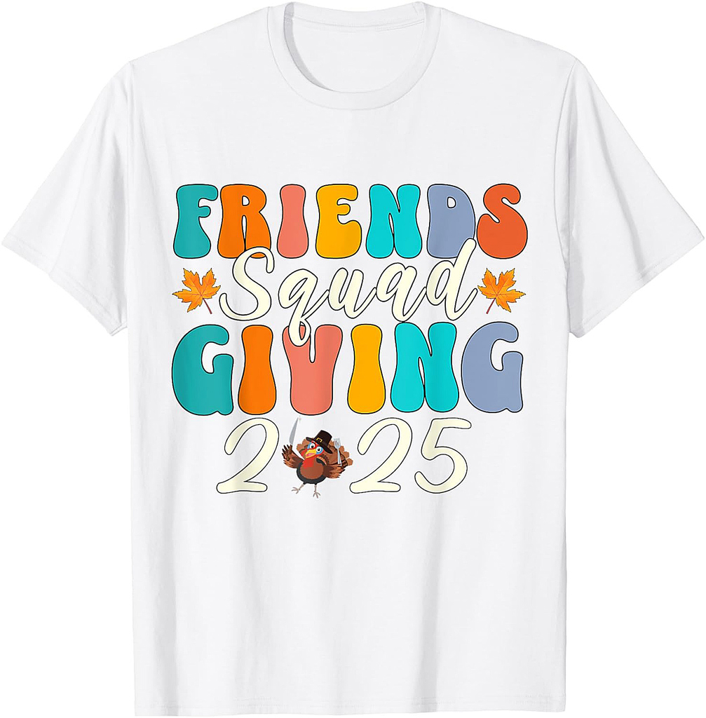 Retro Friendsgiving Squad 2025 Thanksgiving Group Fall T-Shirt