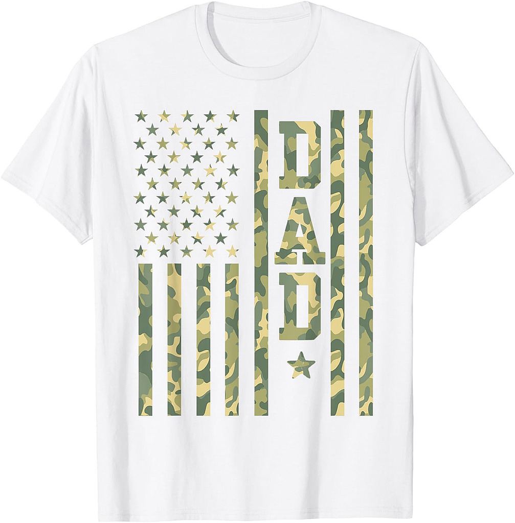 Mens Dad American Flag Camo Dad Gifts Patriotic Father's Day T-Shirt