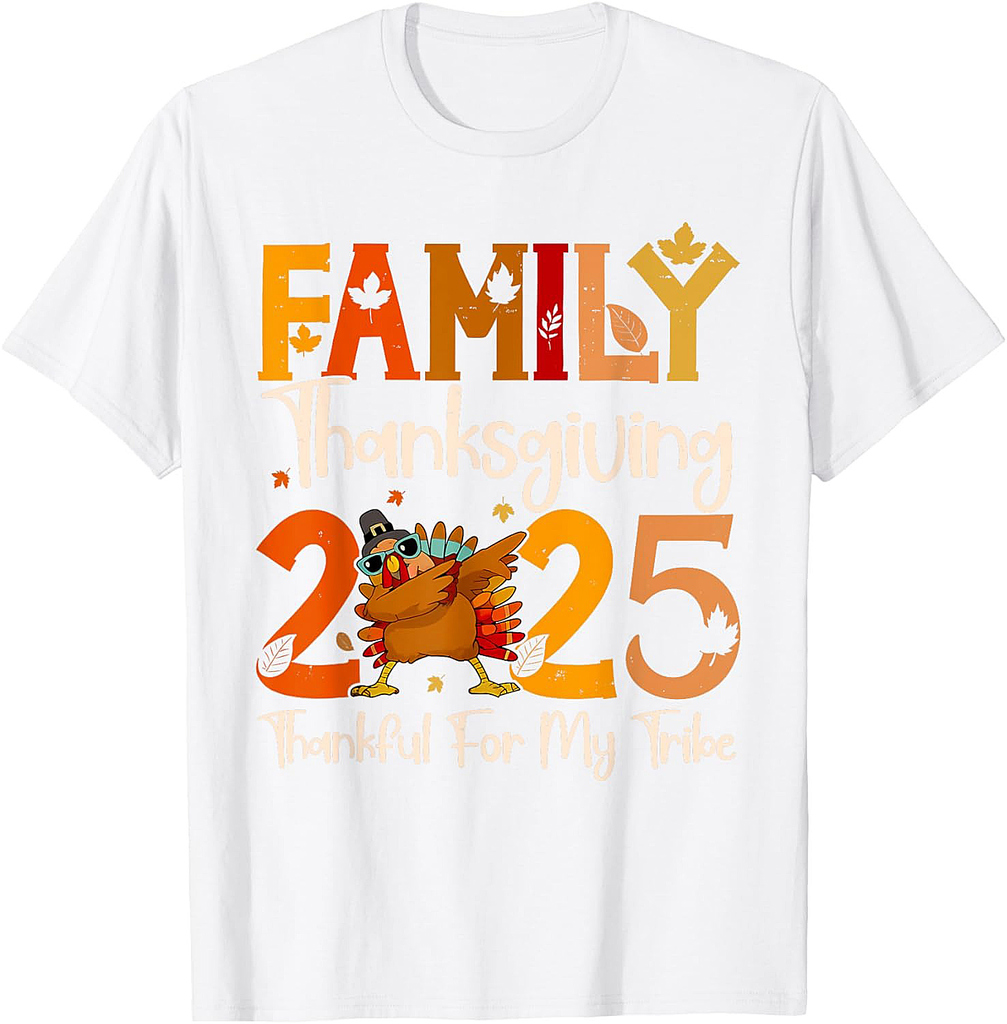 Family Thanksgiving 2025 Crew Dabbing Turkey Group Matching T-Shirt