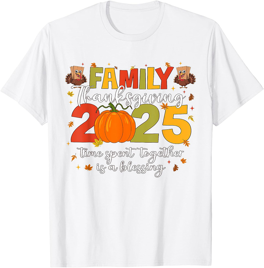 Funny Family Thanksgiving 2025 Turkey Pumpkin Gobble Squad T-Shirt