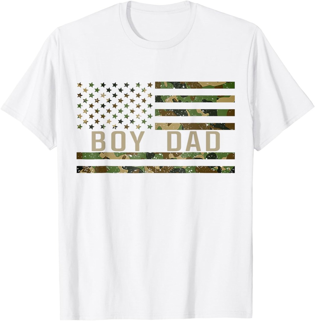 Boy Dad Proud Dad Of Boy Fathers Day Shirt For Dad US Flag T-Shirt
