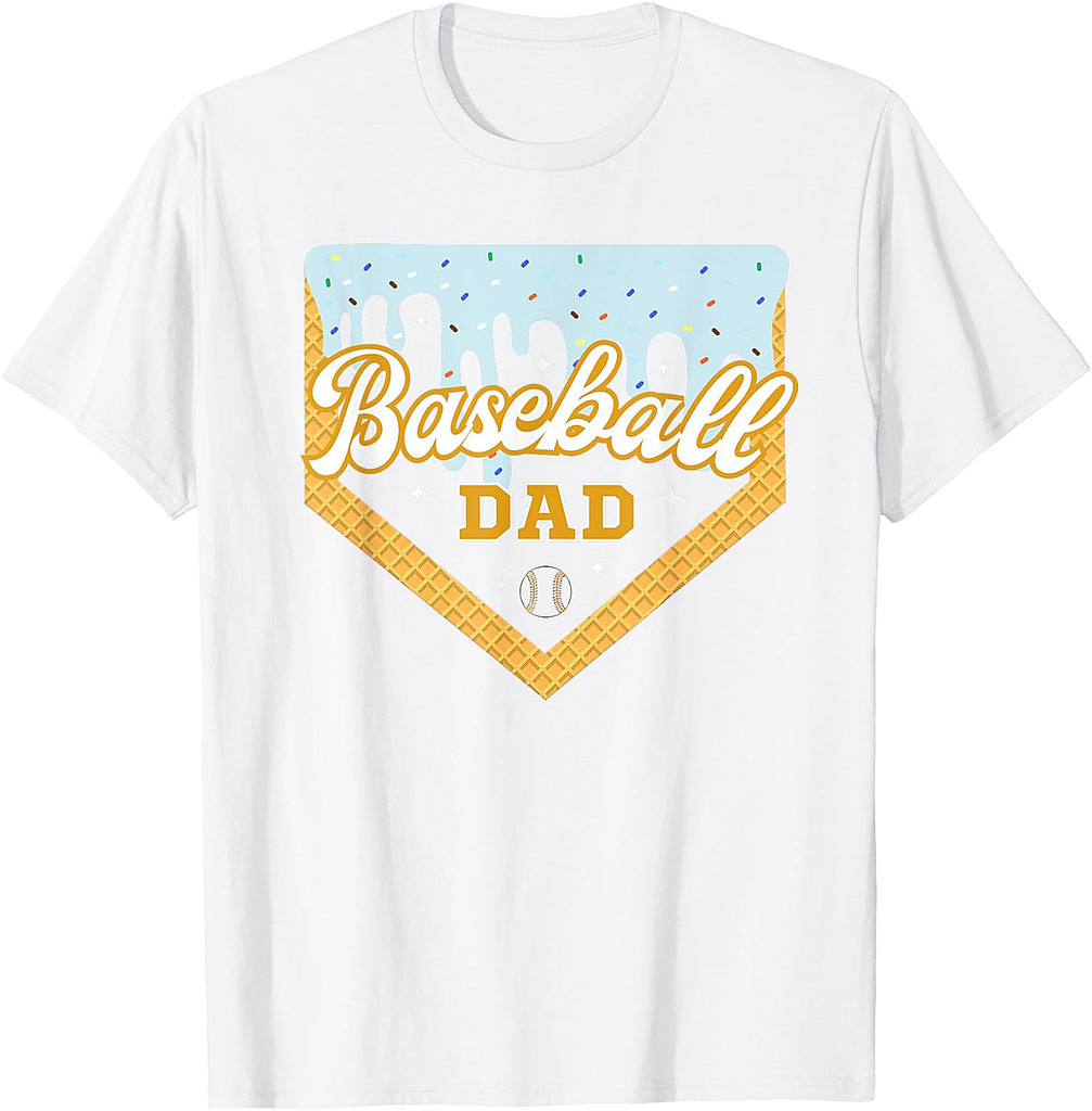 Baseball DAD Home Plate Ice Cream Drip Father's Day Daddy T-Shirt