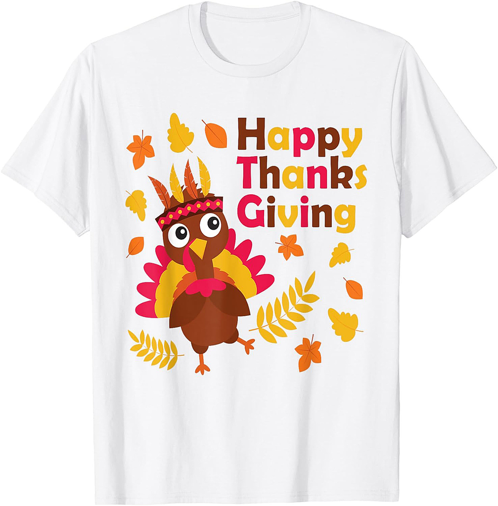 Cute Thanksgiving Turkey Native American Celebration T-Shirt
