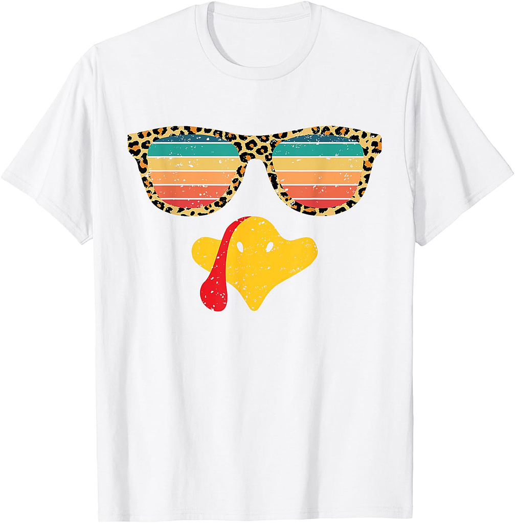 Cool Turkey Face With Sunglasses Funny Thanksgiving For Men T-Shirt