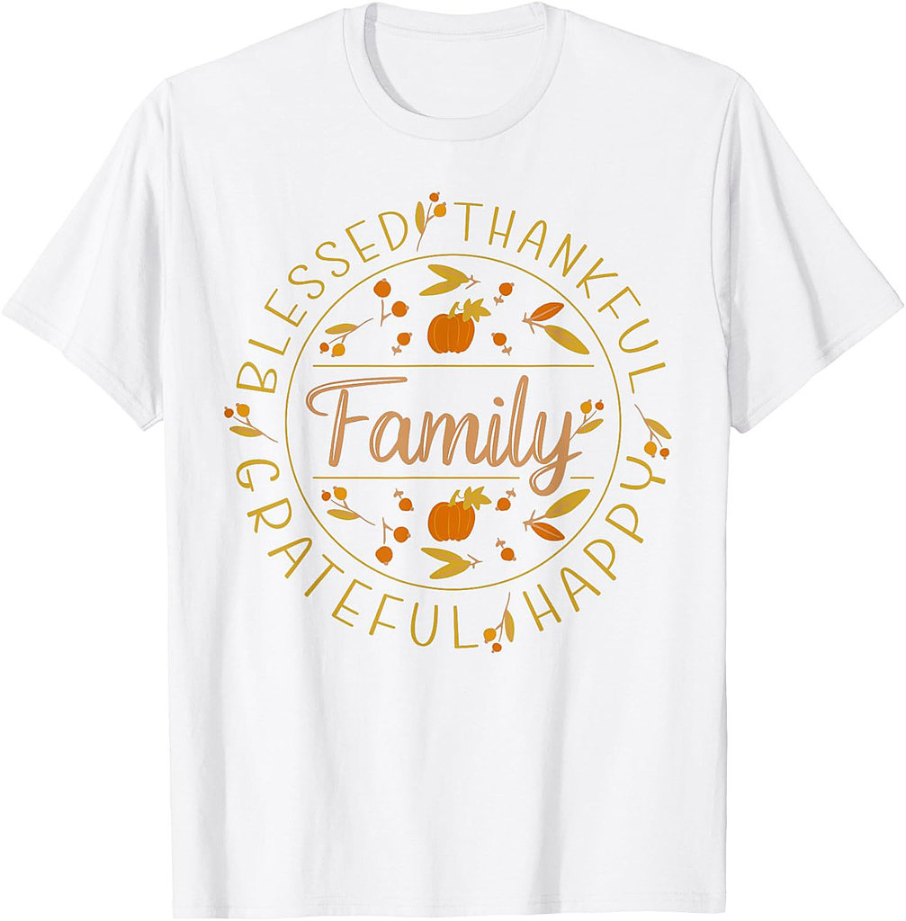 Blessed Thankful Family Thanksgiving T-Shirt