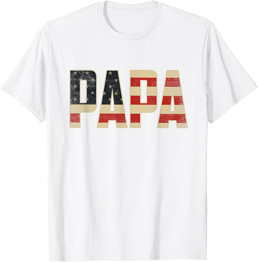 Papa Bold Patriotic American Flag Father’s Day Papa T-Shirt