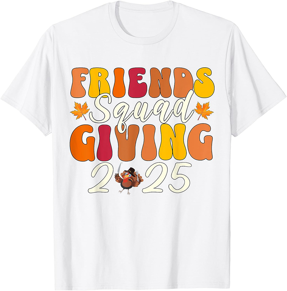Retro Friendsgiving Squad 2025 Thanksgiving Group Fall T-Shirt