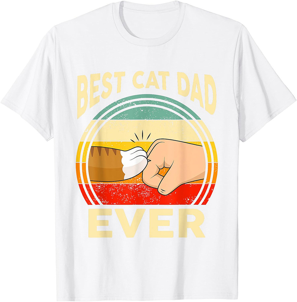 Retro Best Cat Dad Ever Gift For Men Dad Granpa T-Shirt