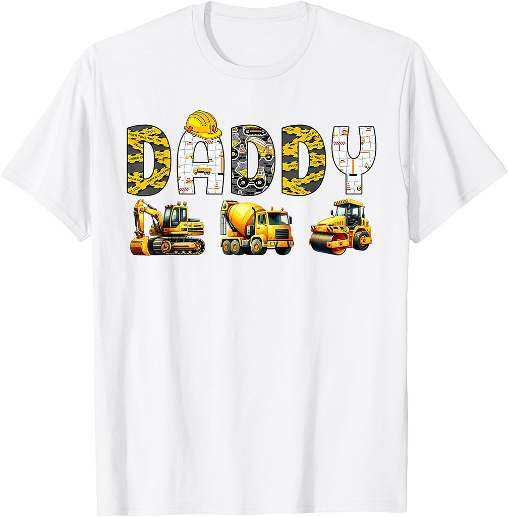 Daddy Family Matching Birthday Construction Boy Father T-Shirt