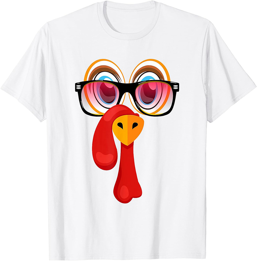 Tiny Turkey Face & Glasses Costume For Thanksgiving Day T-Shirt