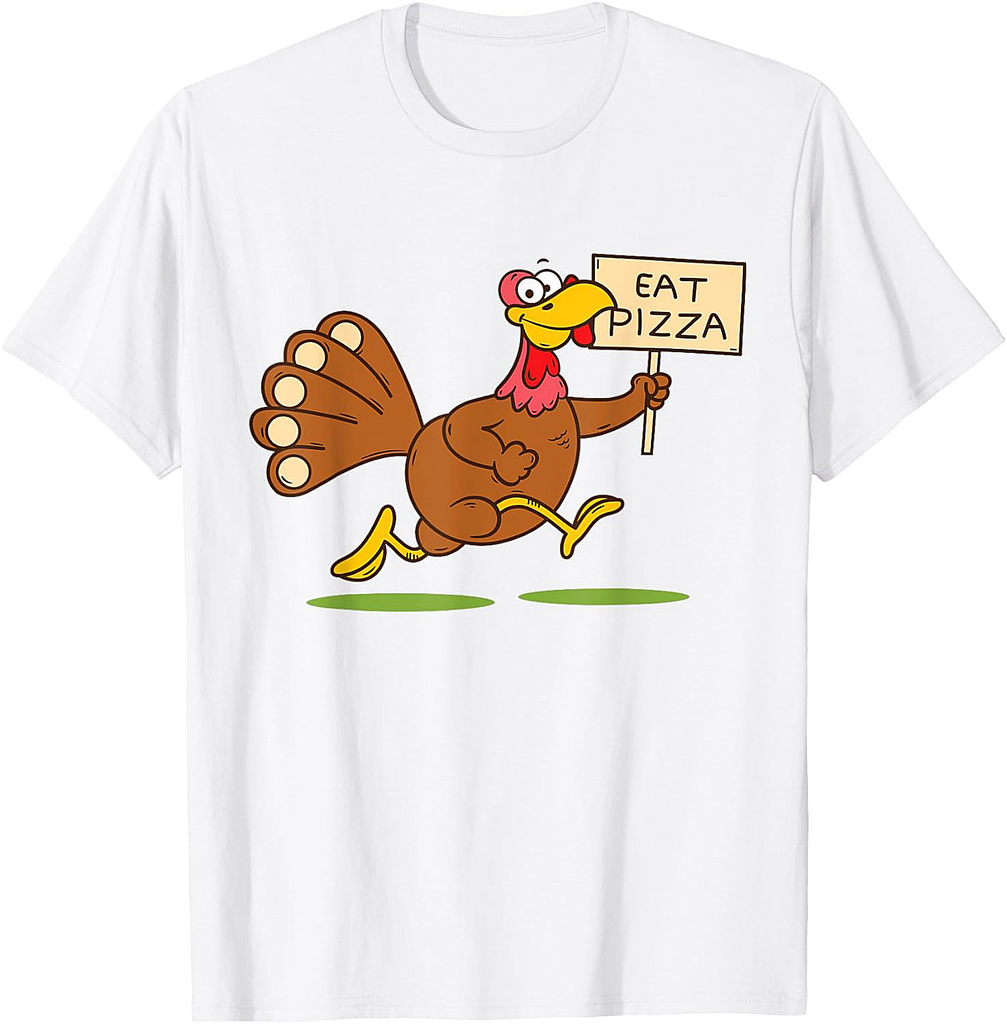 Turkey Eat Pizza Men Vegan Funny Thanksgiving Family T-Shirt