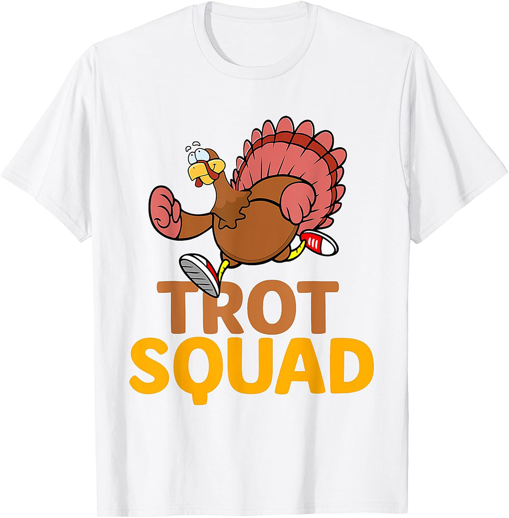 Funny Turkey Trot Squad Thanksgiving Running Family Marathon T-Shirt
