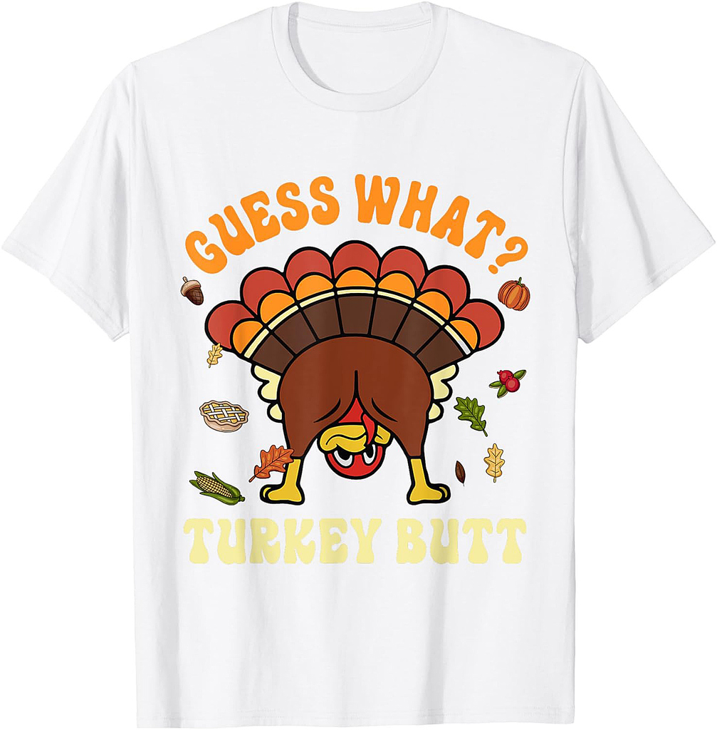 Funny Thanksgiving Guess What Turkey Butt Couples Matching T-Shirt