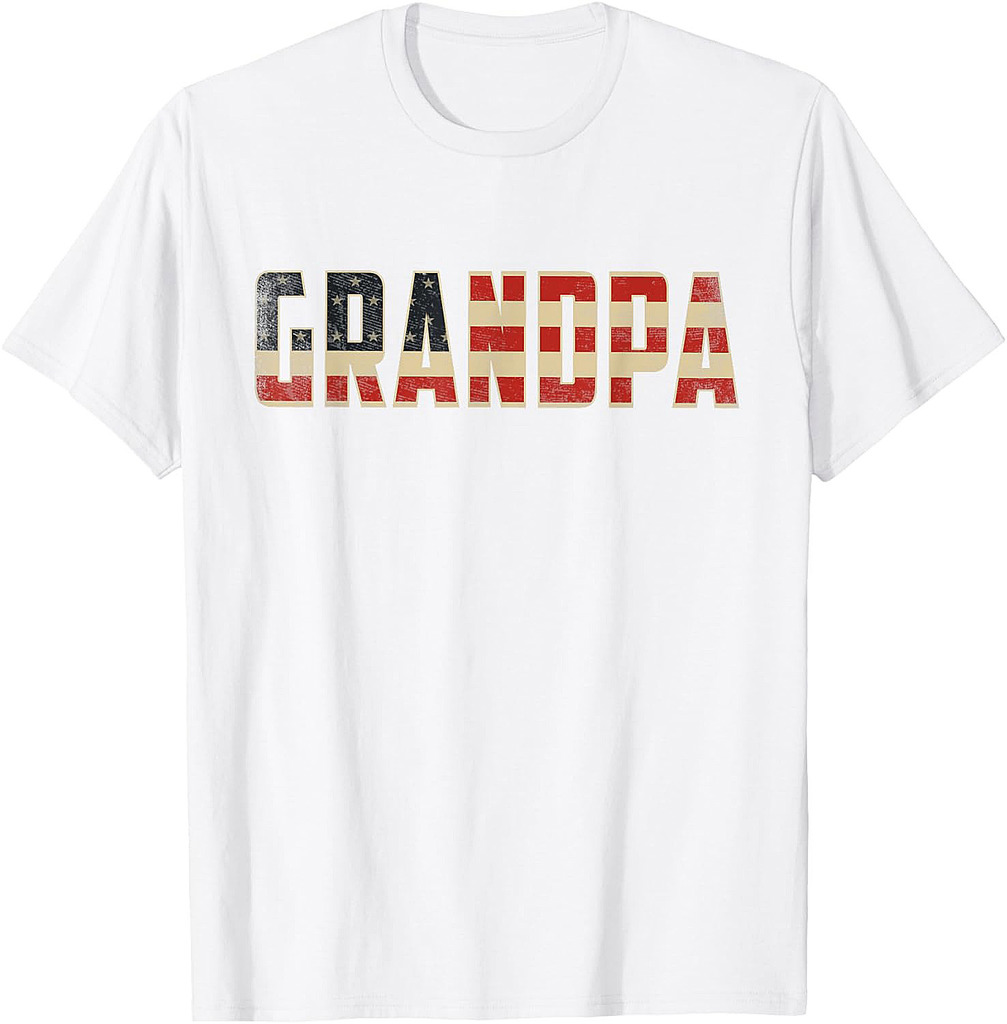 Grandpa Bold Patriotic American Flag Father’s Day Grandpa T-Shirt