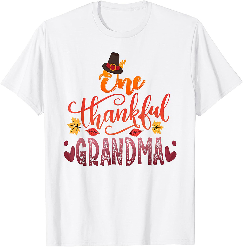 One Thankful Grandma Thanksgiving Gift Grandparents Grammy T-Shirt