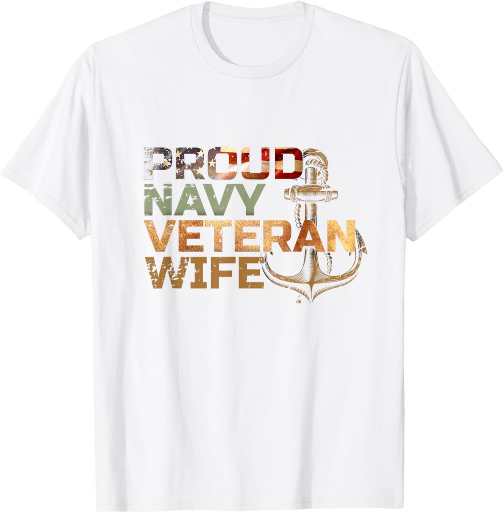 Proud Veteran's Wife USA American Flag Patriotic T-Shirt