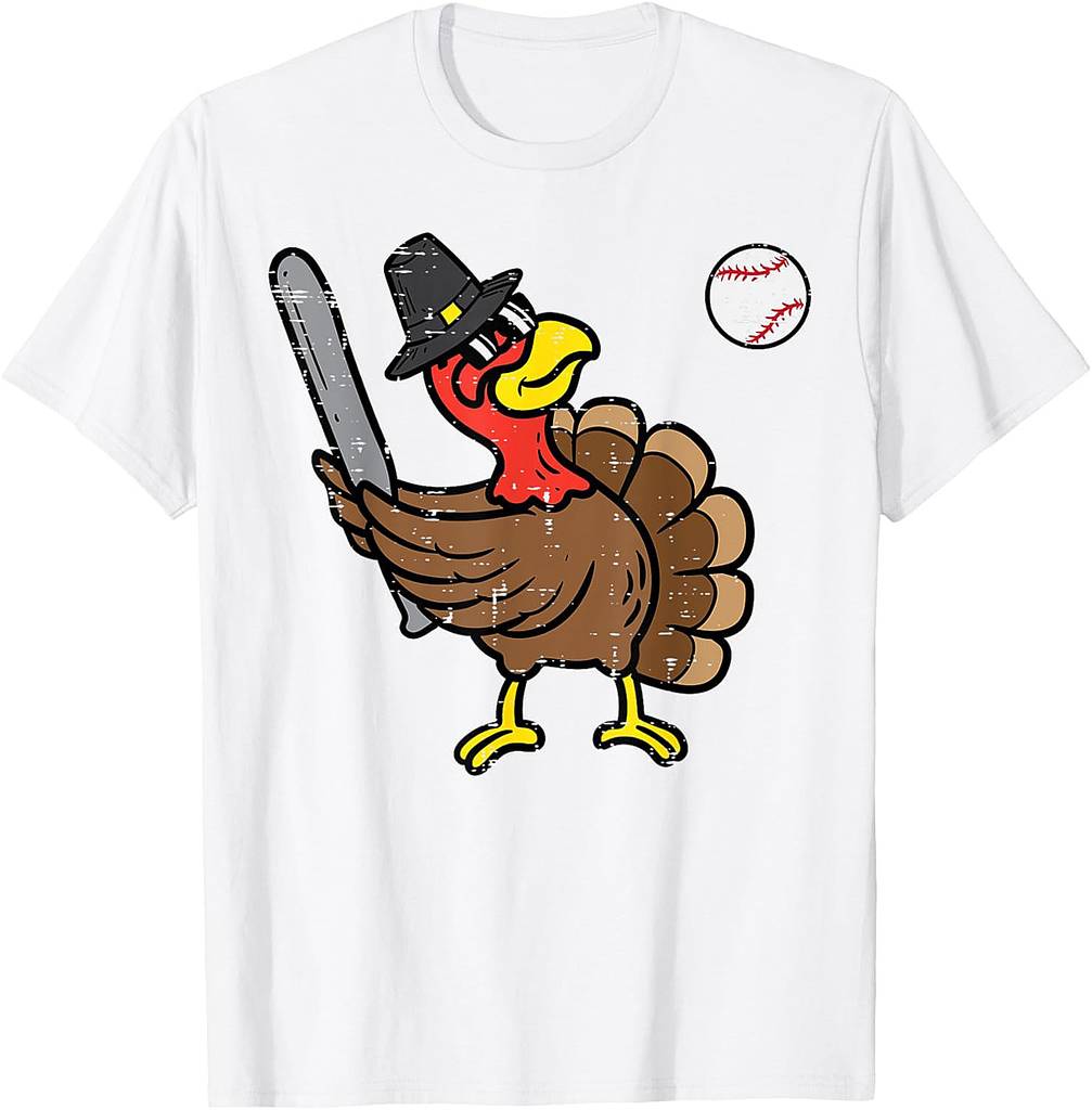 Thanksgiving Turkey Baseball Fall Men Boys Teen Youth T-Shirt