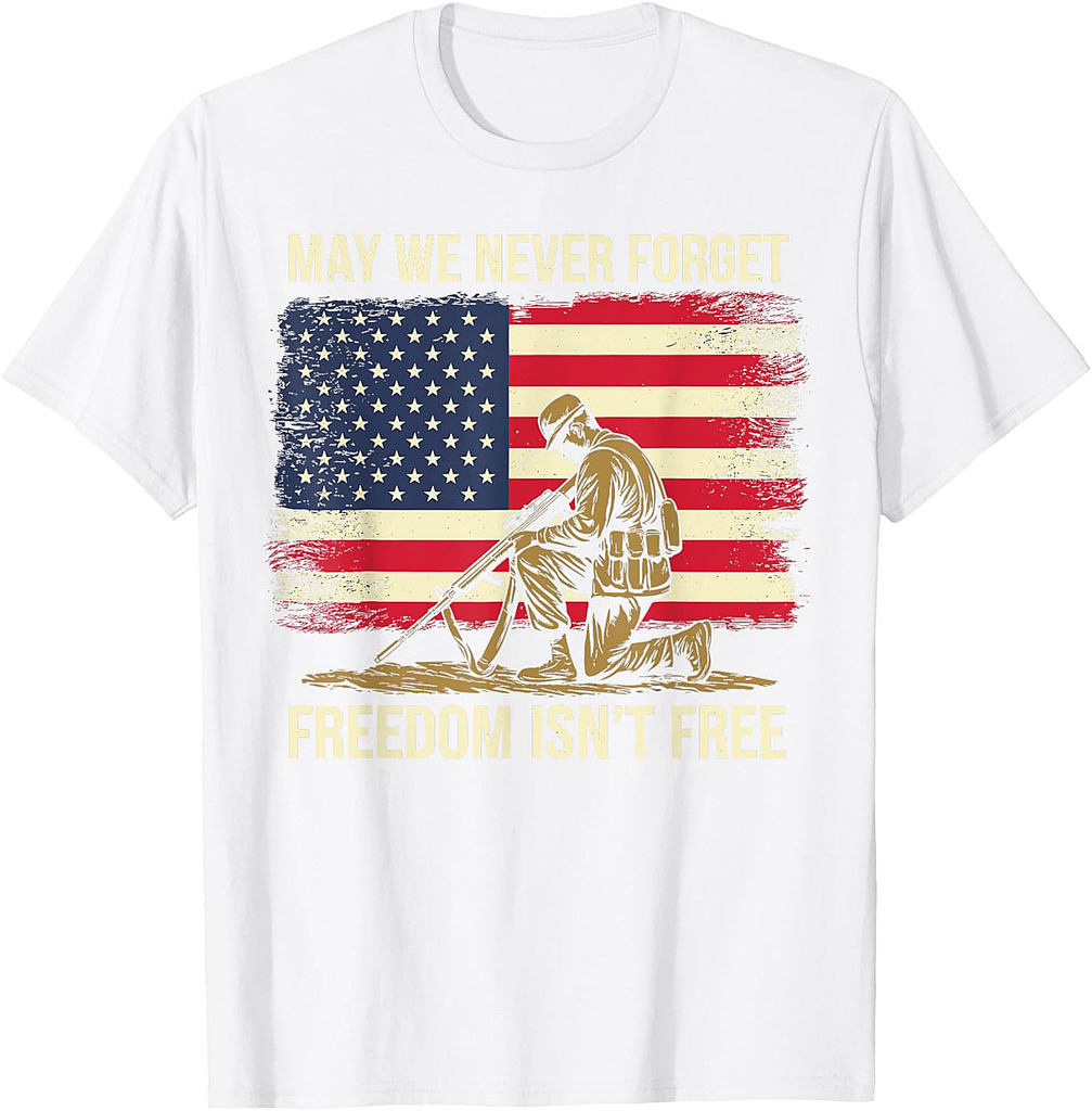 Never Forget Freedom Isn't Free Veteran Memorial Day Graphic T-Shirt