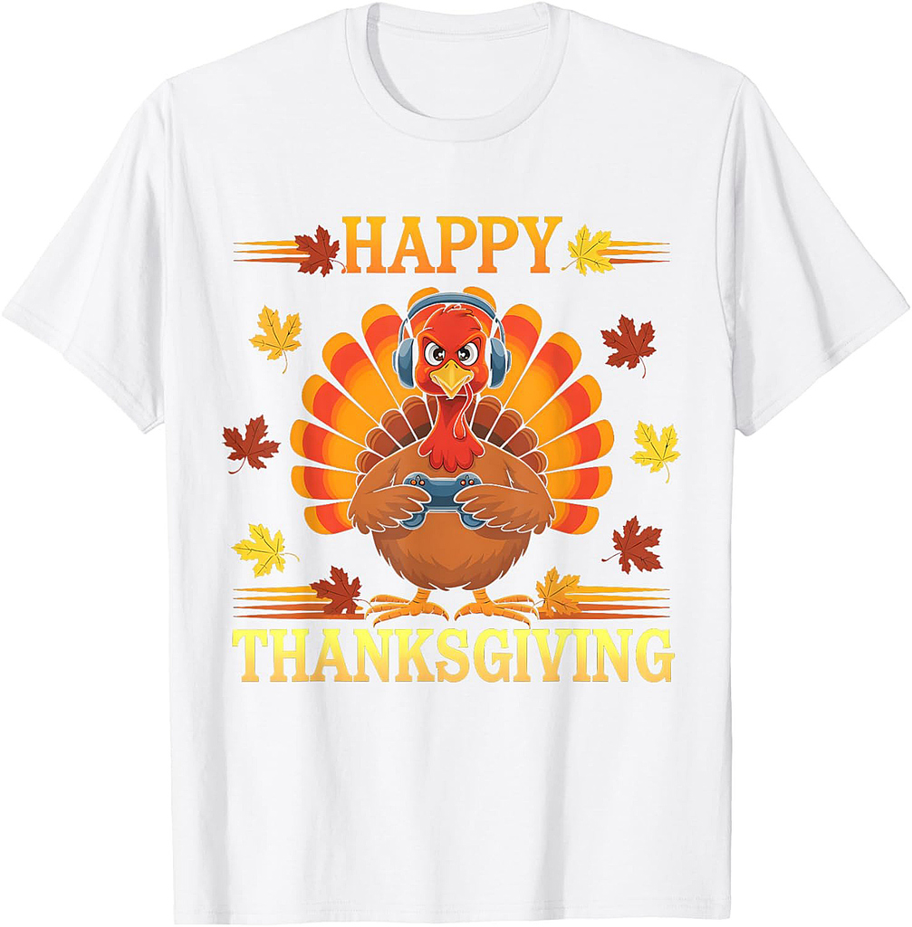 Happy Thanksgiving Funny Turkey Dinner Gamer Thanksgiving T-Shirt