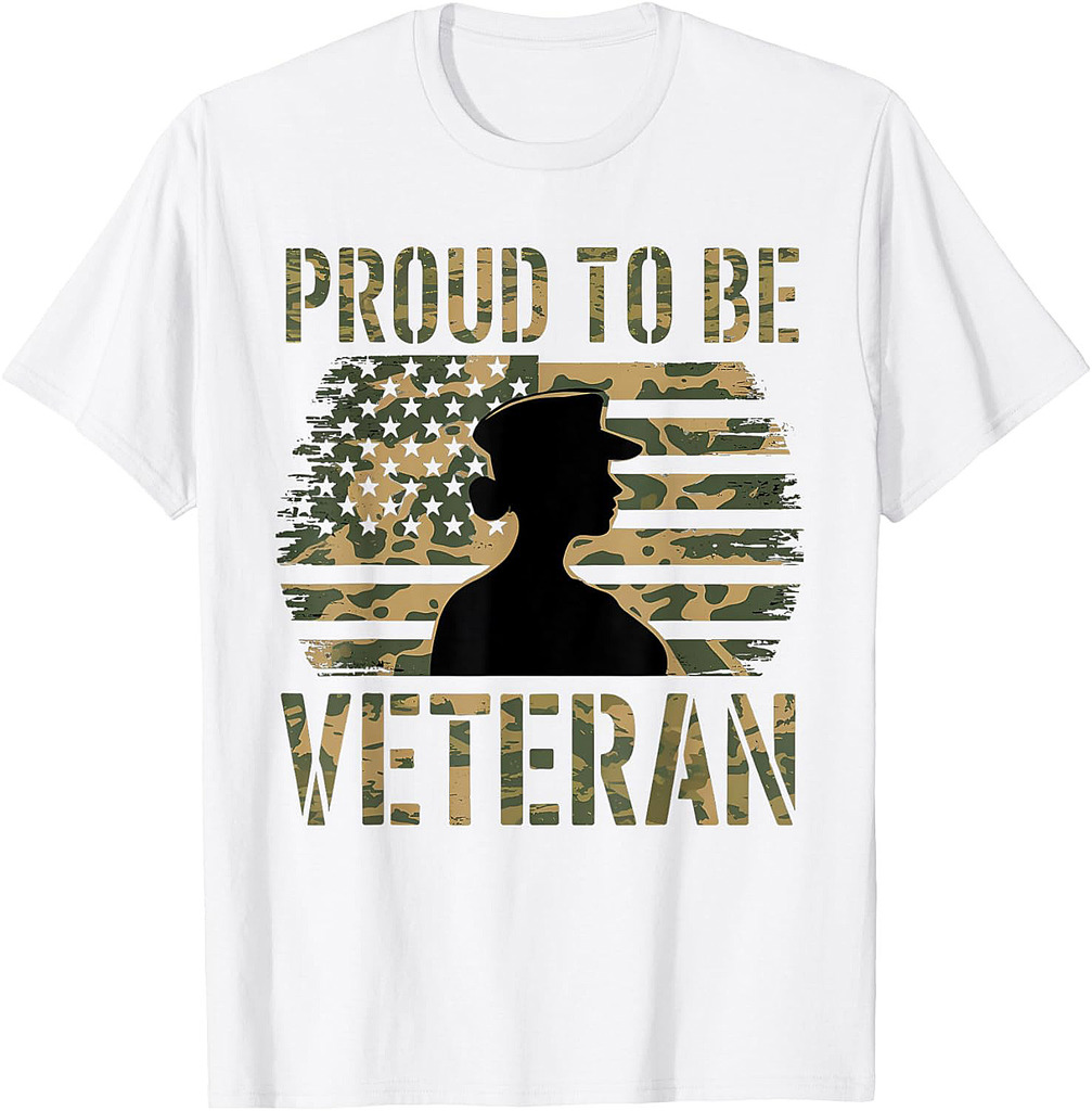 Proud Be A Veteran Soldier Army US Flag Camouflage Veteran T-Shirt