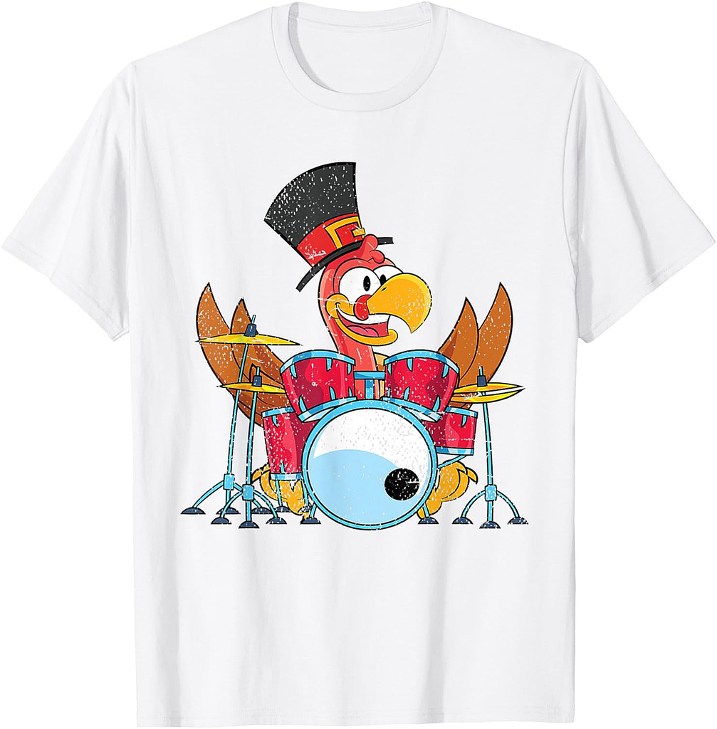 Funny Drums Musician Thanksgiving Drummer Turkey T-Shirt
