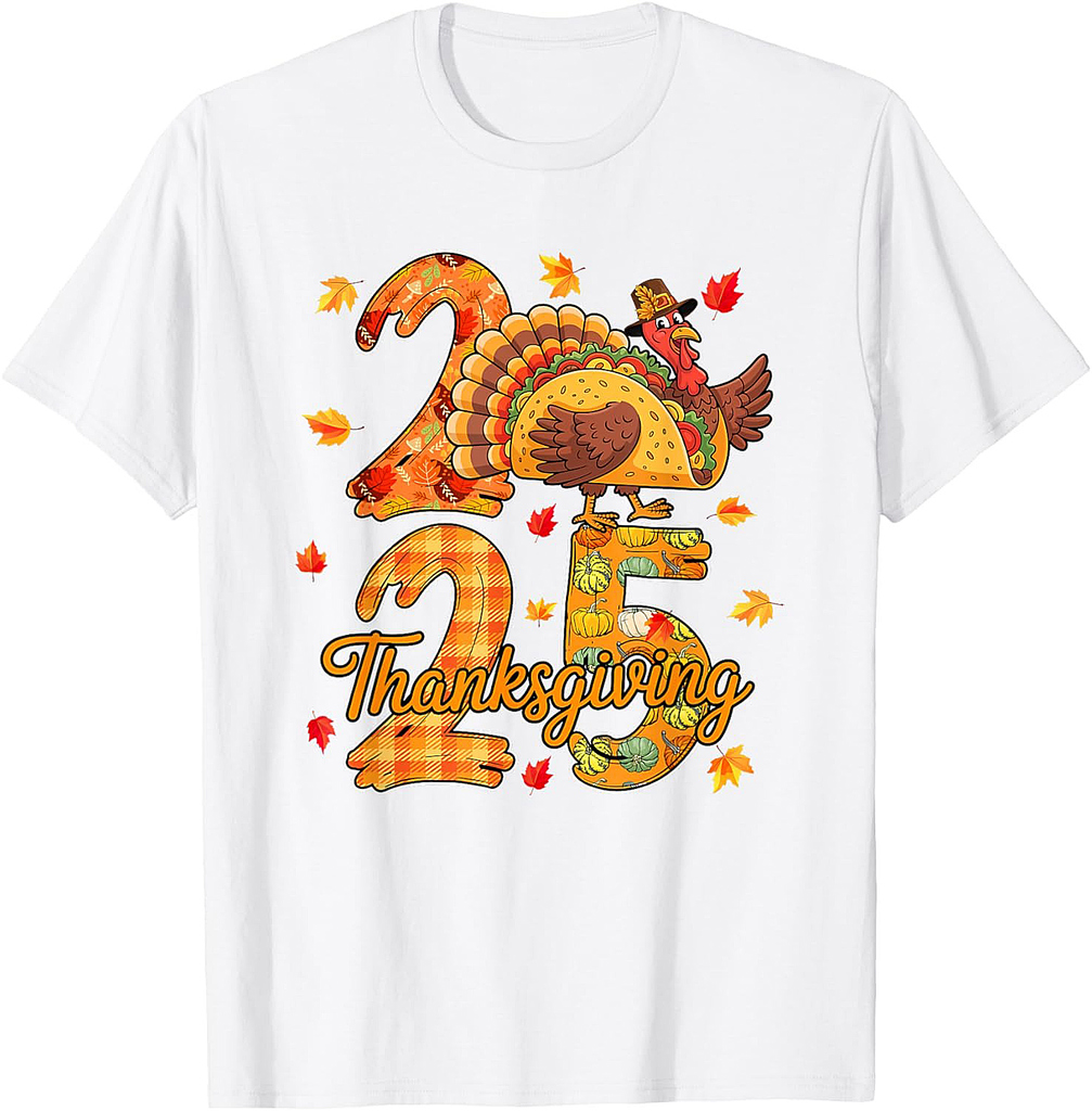 Thanksgiving 2025 Cute Turkey As Taco Food Lover Autumn T-Shirt