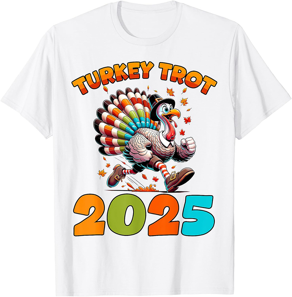 Running Turkey Trot Thanksgiving 2025 for Boys Girls T-Shirt