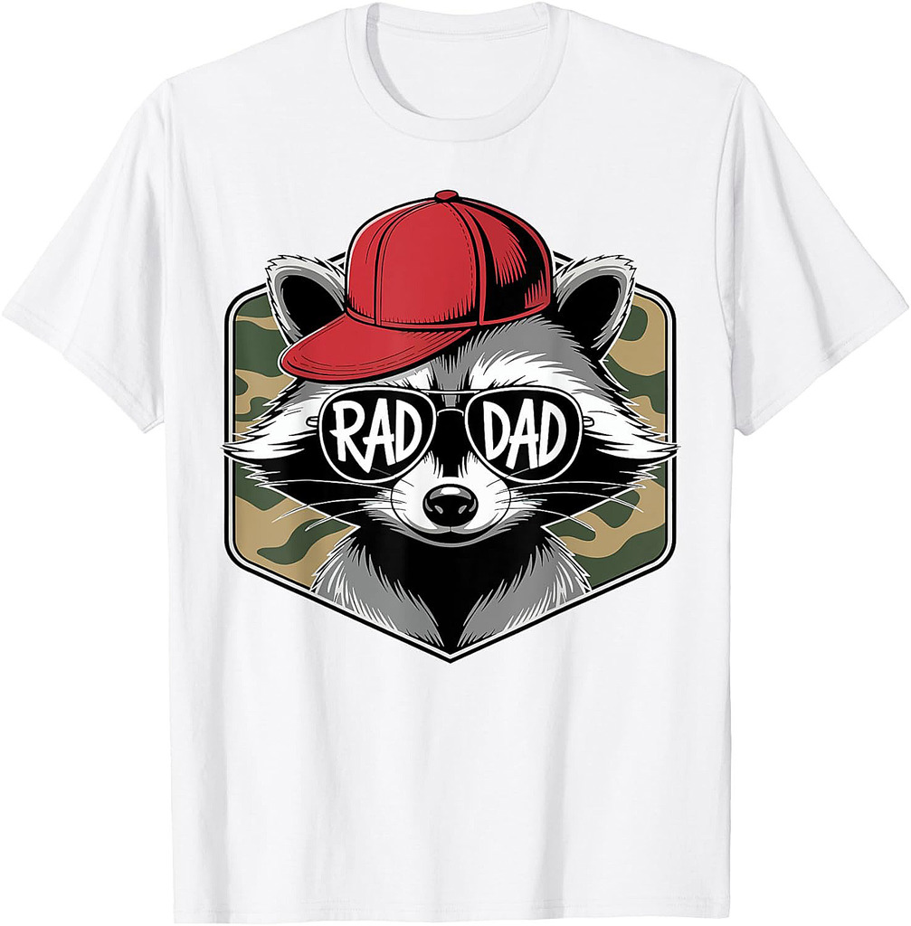 Vintage Rad Camo Dad Daddy Funny Raccoon Happy Father's Day T-Shirt