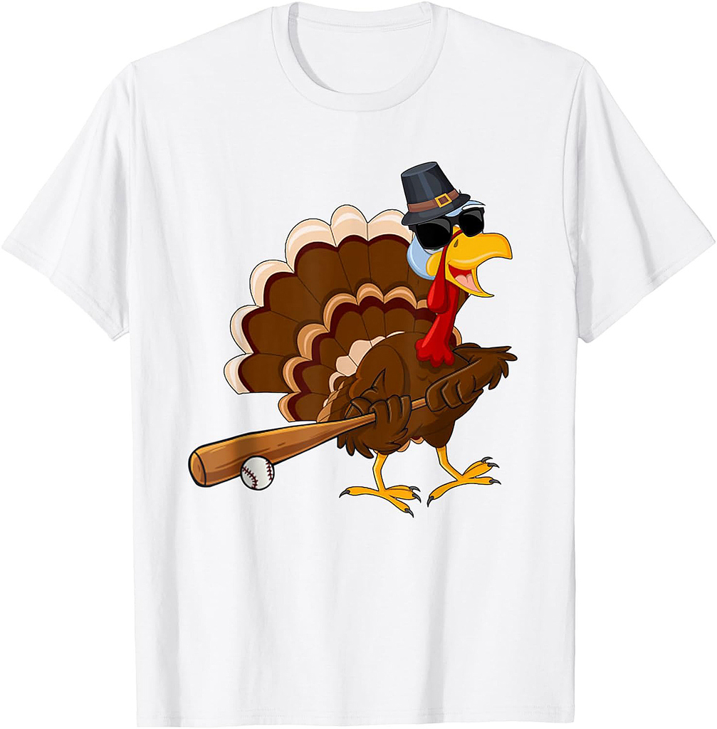 Turkey Baseball Thanksgiving T-Shirt