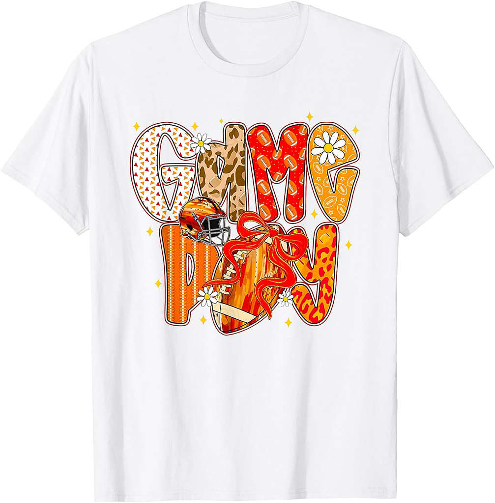 Coquette Bow Football Fall Game Day Vibes Thanksgiving T-Shirt
