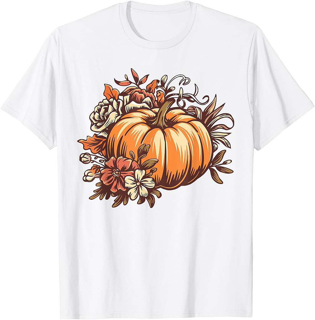 Fall Shirt Women Vintage Pumpkin Autumn Graphic Thanksgiving T-Shirt