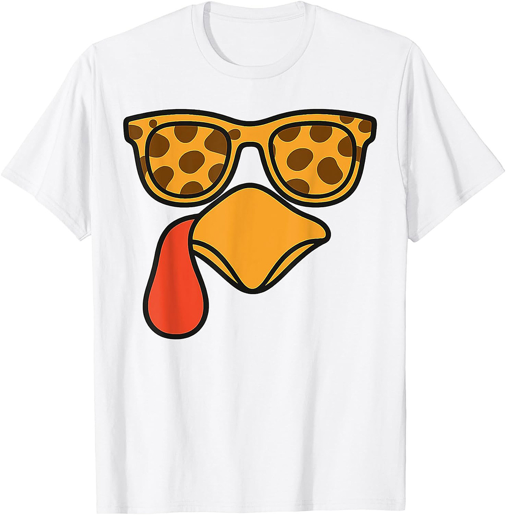 Funny Turkey Face Sunglasses Thanksgiving T-Shirt