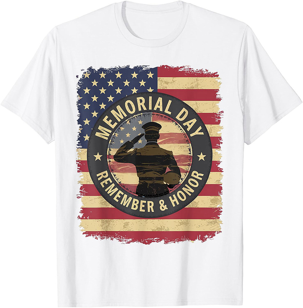 Memorial Day American Flag Remember Honor Veterans T-Shirt