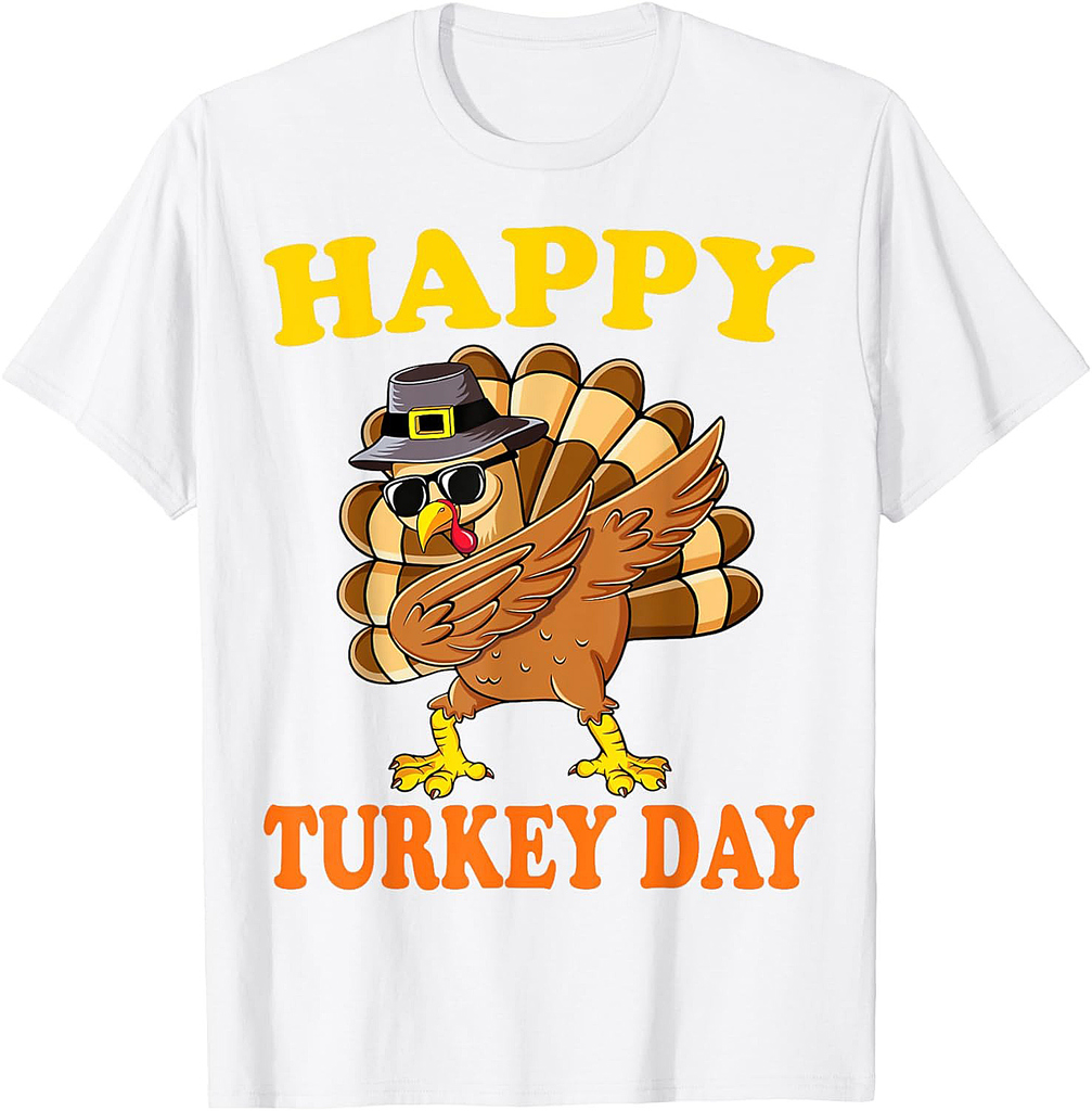Happy Turkey Day Cute Little Pilgrim Gift Thanksgiving T-Shirt