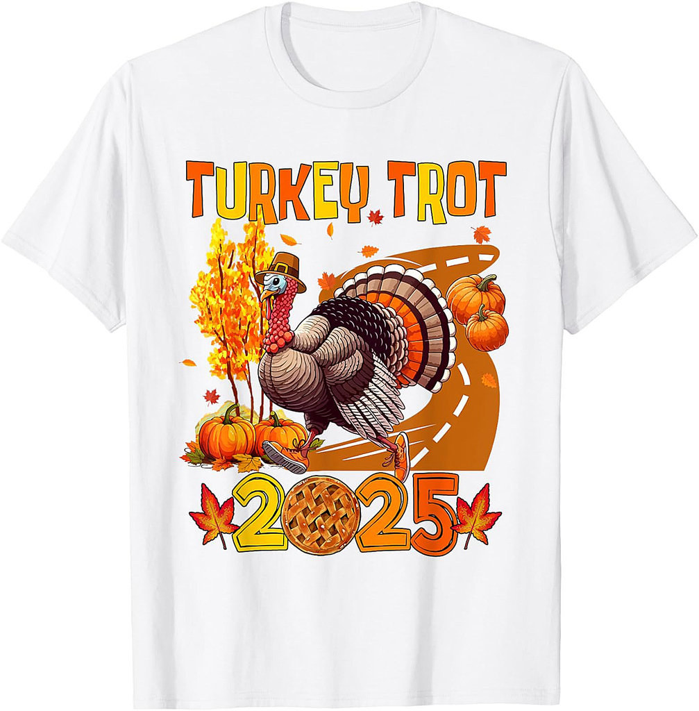 Turkey Trot 2025 Thanksgiving Autumn Turkey Running Runner T-Shirt