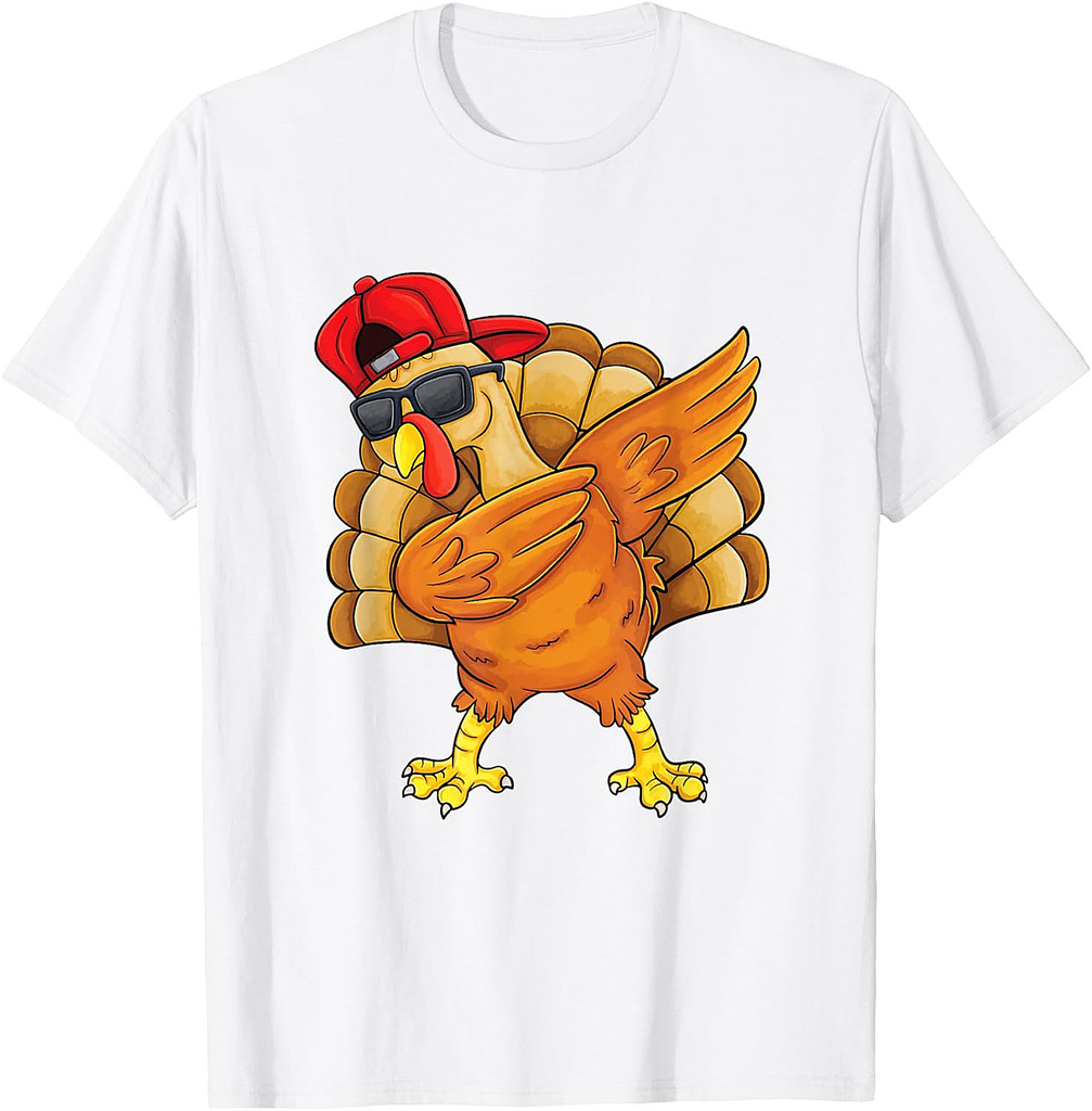 Dabbing Turkey Funny Thanksgiving Boys Men Turkey Day T-Shirt