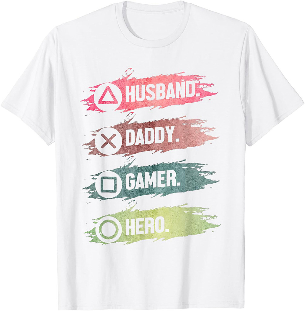 Husband Daddy Gamer Hero Funny Gaming Dad Father's Day T-Shirt