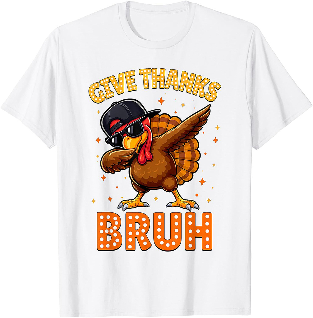 Bruh Give Thanks Funny Thanksgiving Turkey Thankful Boys T-Shirt