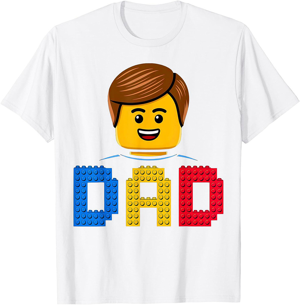 Family Dad Master Builder Building Bricks Blocks Fathers Day T-Shirt