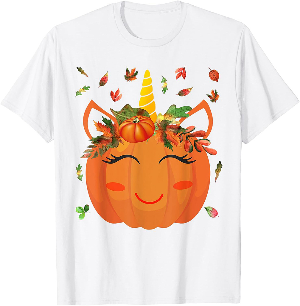 Cute Unicorn Pumpkin Halloween Thanksgiving T-Shirt