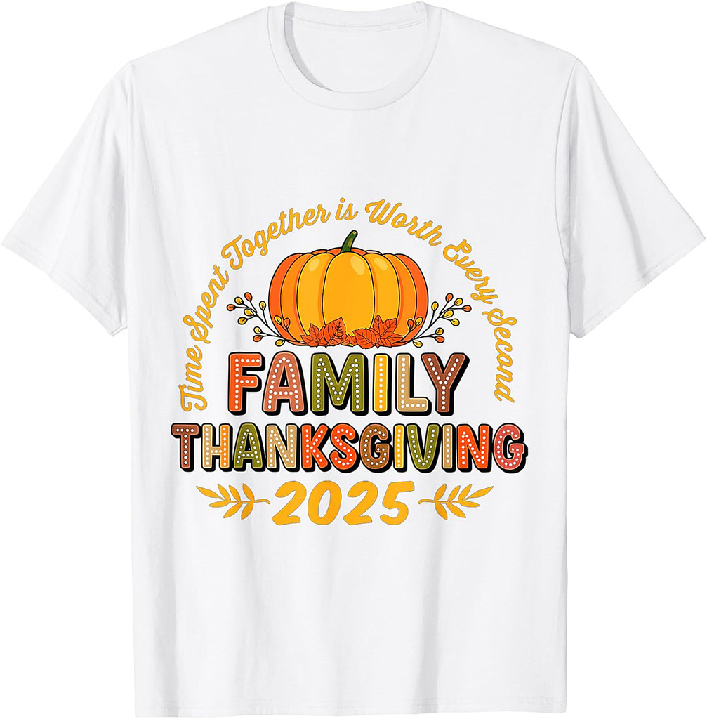 Family Thanksgiving 2025 Crew Pumpkin Turkey Group Matching T-Shirt